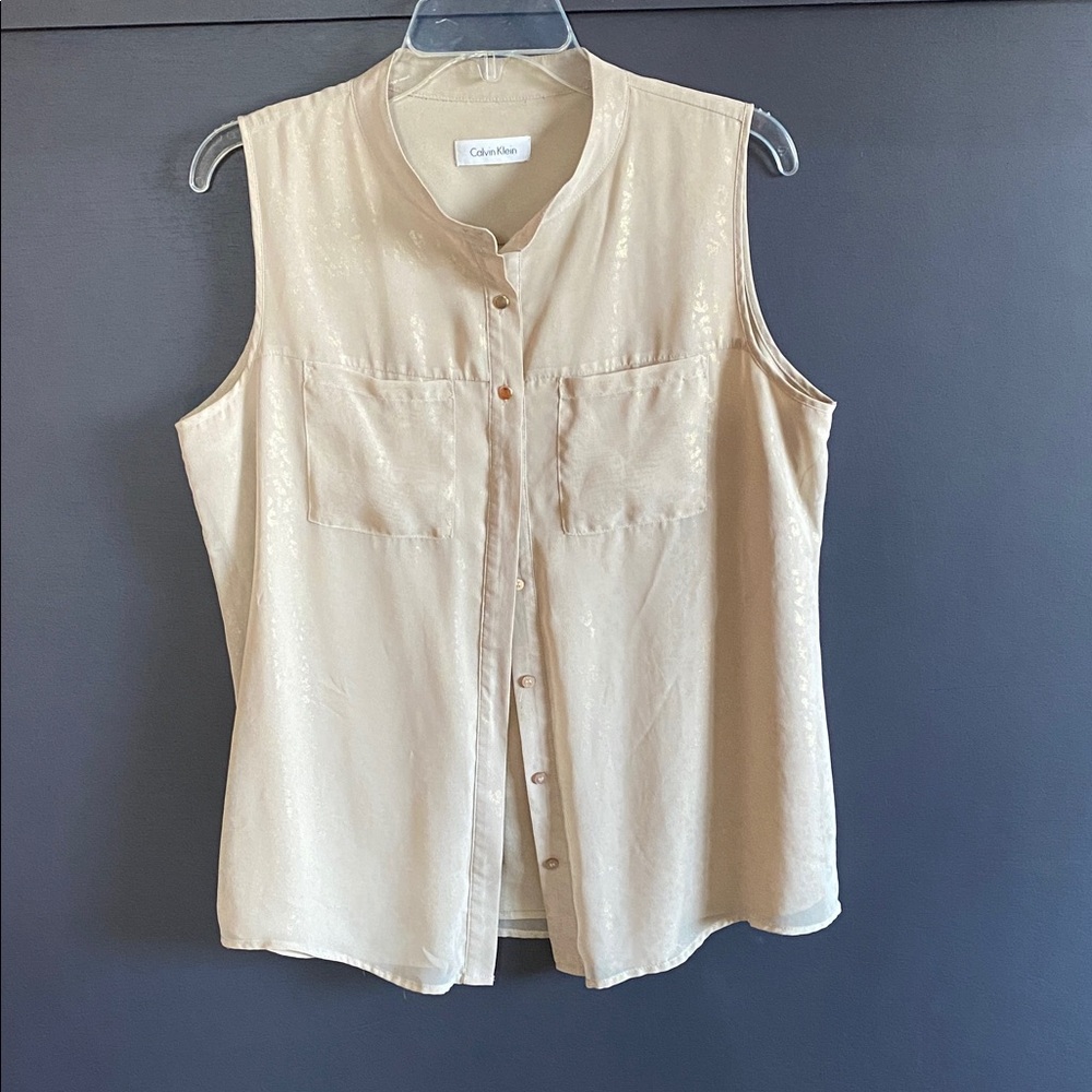 Calvin Klein Light Tan Sleeveless Blouse